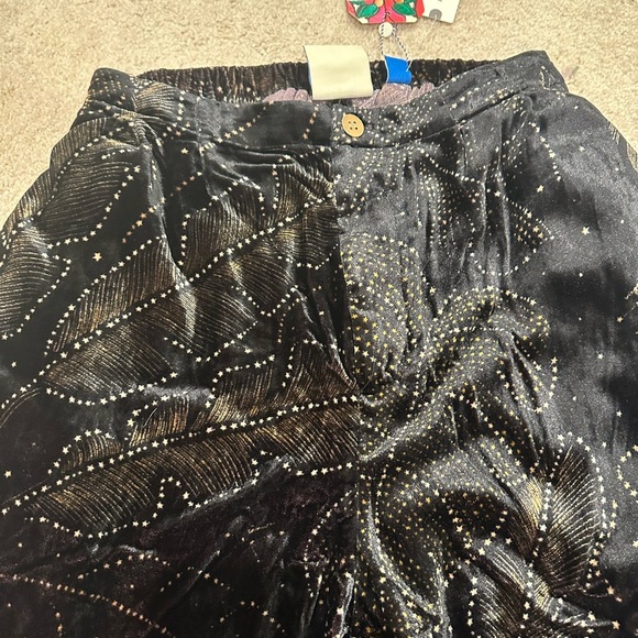 Farm Rio x Anthropologie Printed Velvet Pants in Black Motif M NWT SOLD OUT - Picture 6 of 7